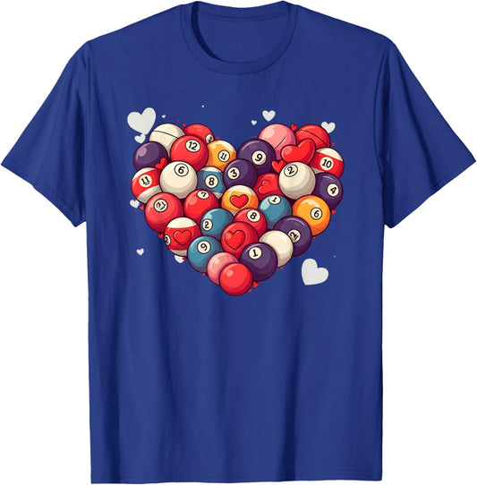 Funny Billiards Heart Valentine Billiard Kids T-Shirt - T-Shirt | Royal