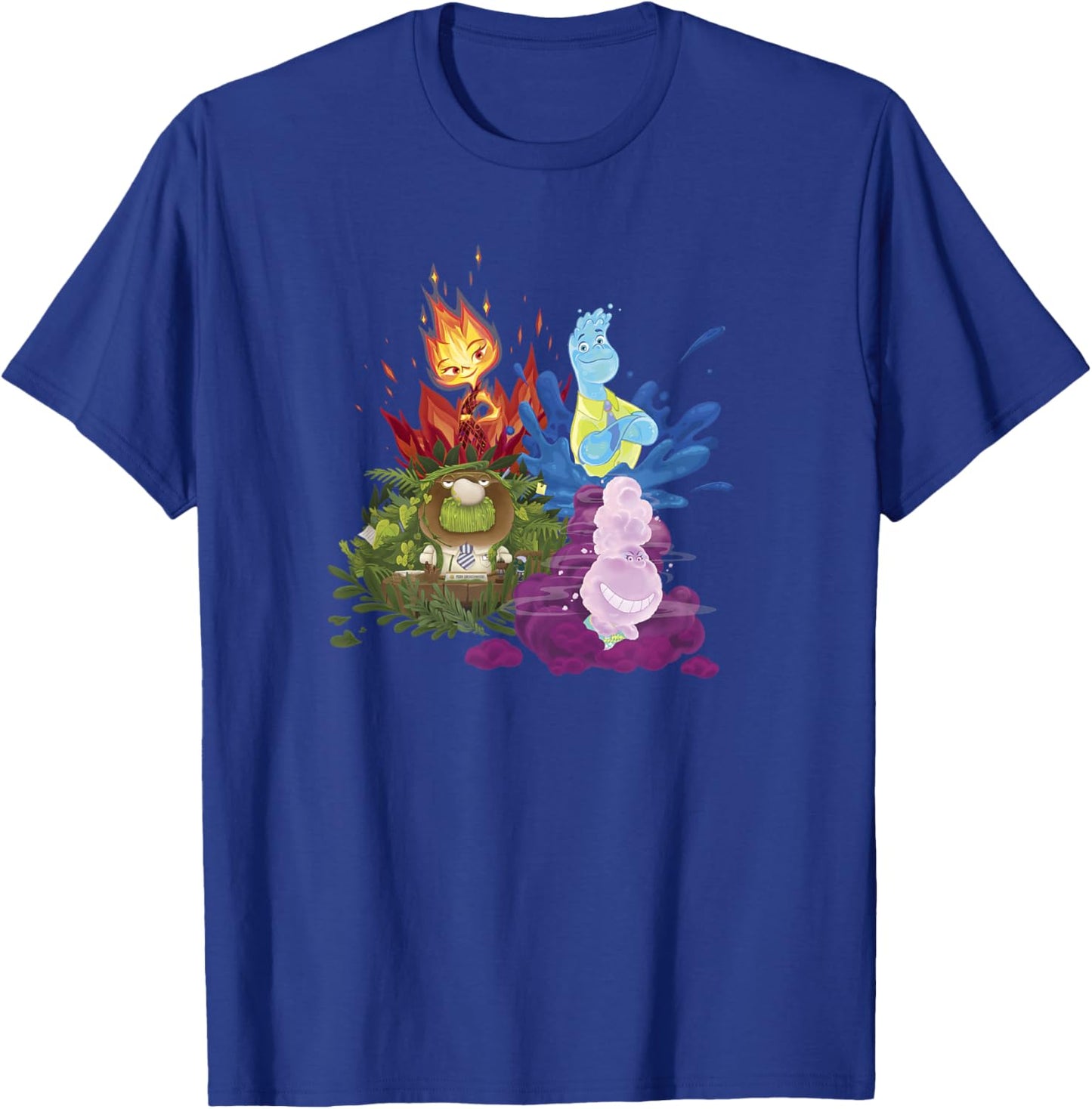 Disney Pixar Elemental Four Elements Group Shot Poster T-Shirt - T-Shirt | Royal