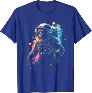 Monkey Astronaut SciFi Chimp Graphic T-Shirt - T-Shirt | Royal