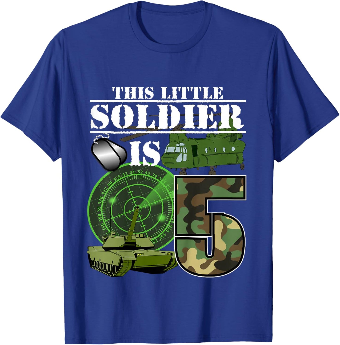 5 Year Old Soldier Birthday T Shirt Military Camo 5th Gift T-Shirt - T-Shirt | Royal