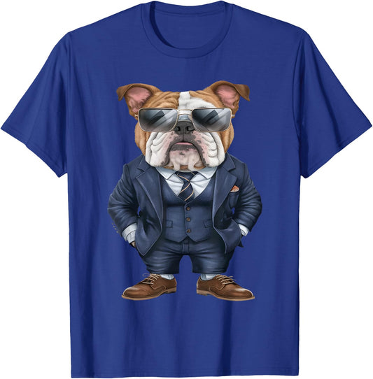 Men Woman English Bulldog Suit English Bulldog T-Shirt - T-Shirt | Royal