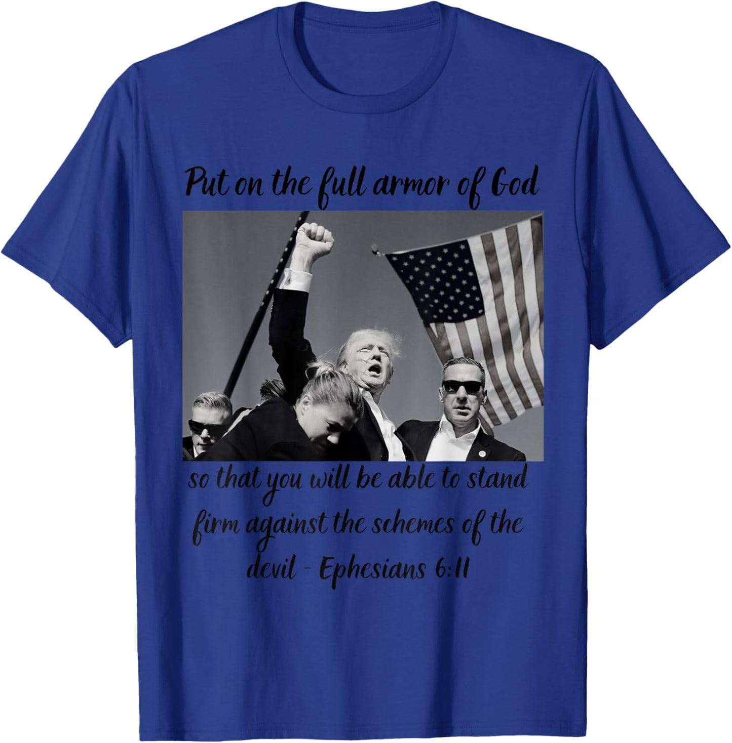Donald Trump Fist Pump Flag 7 13 T-Shirt - T-Shirt | Royal