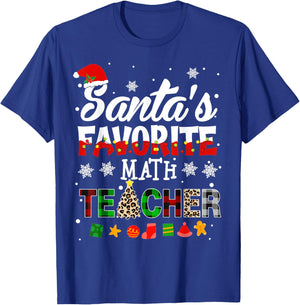 Santa Favorite Math Teacher Christmas Matching T-Shirt - T-Shirt | Royal