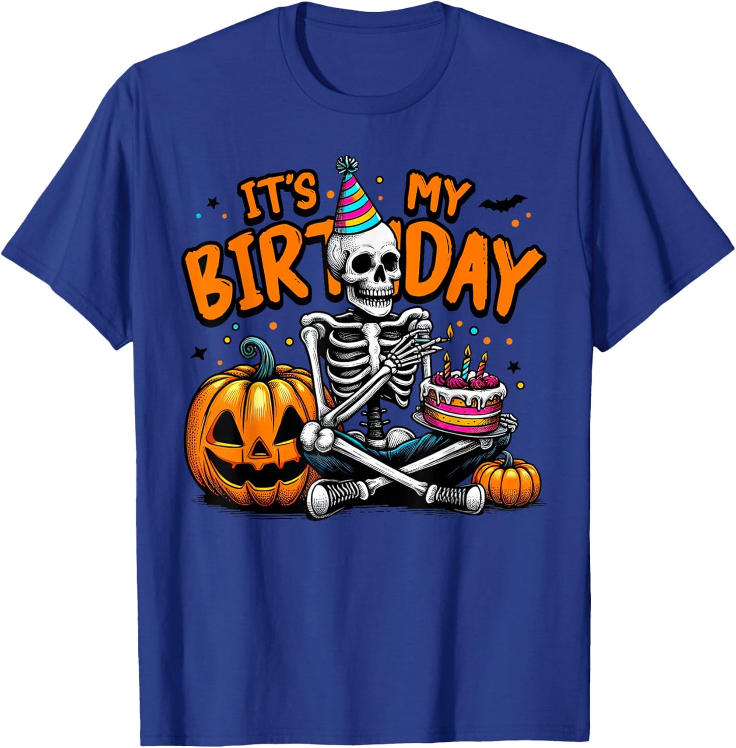 It's My Birthday Skeleton Happy Halloween Birthday Party T-Shirt - T-Shirt | Royal