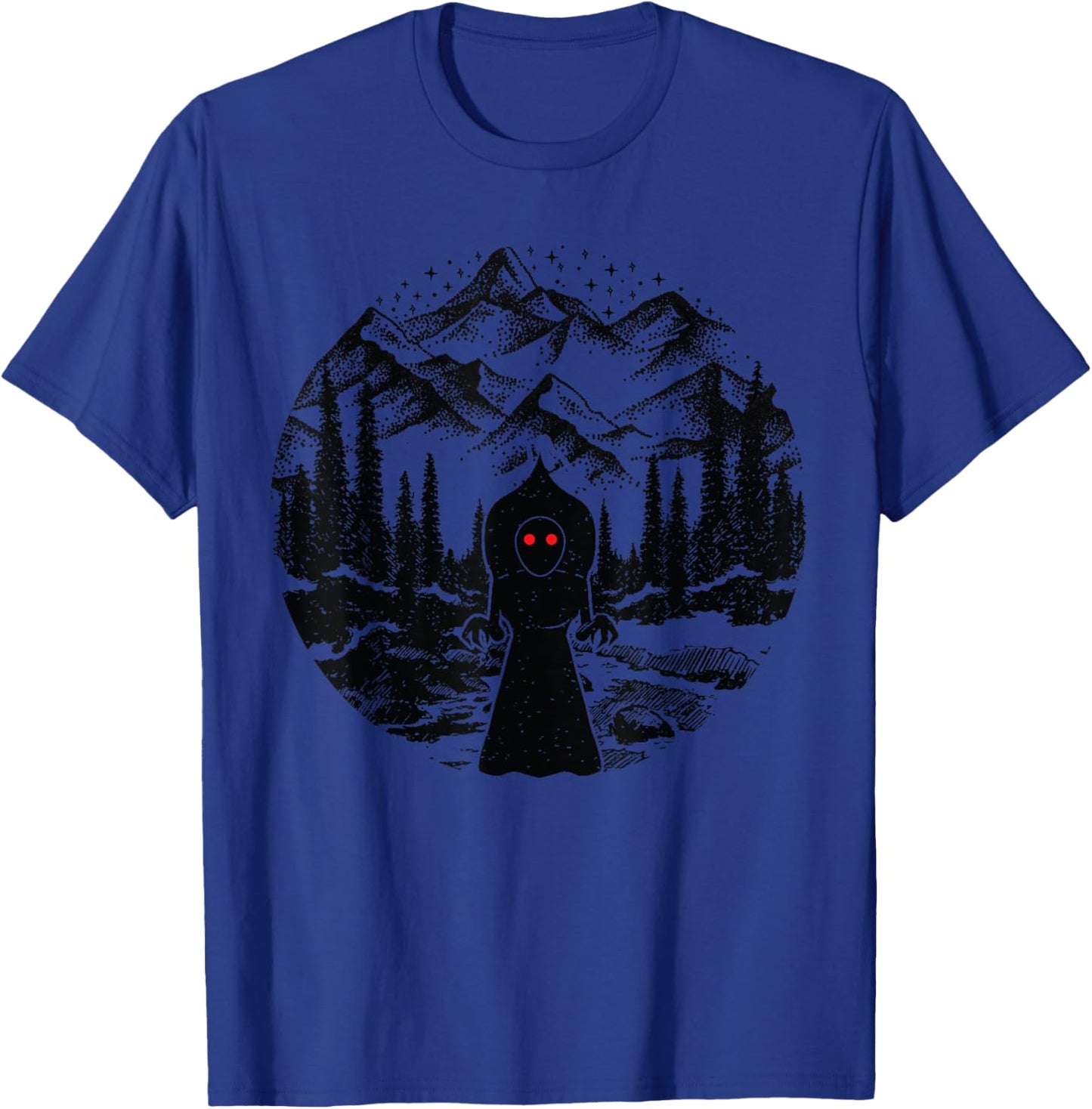 Flatwoods Monster Art Mountains Stars Cryptozoology Cryptid T-Shirt - T-Shirt | Royal
