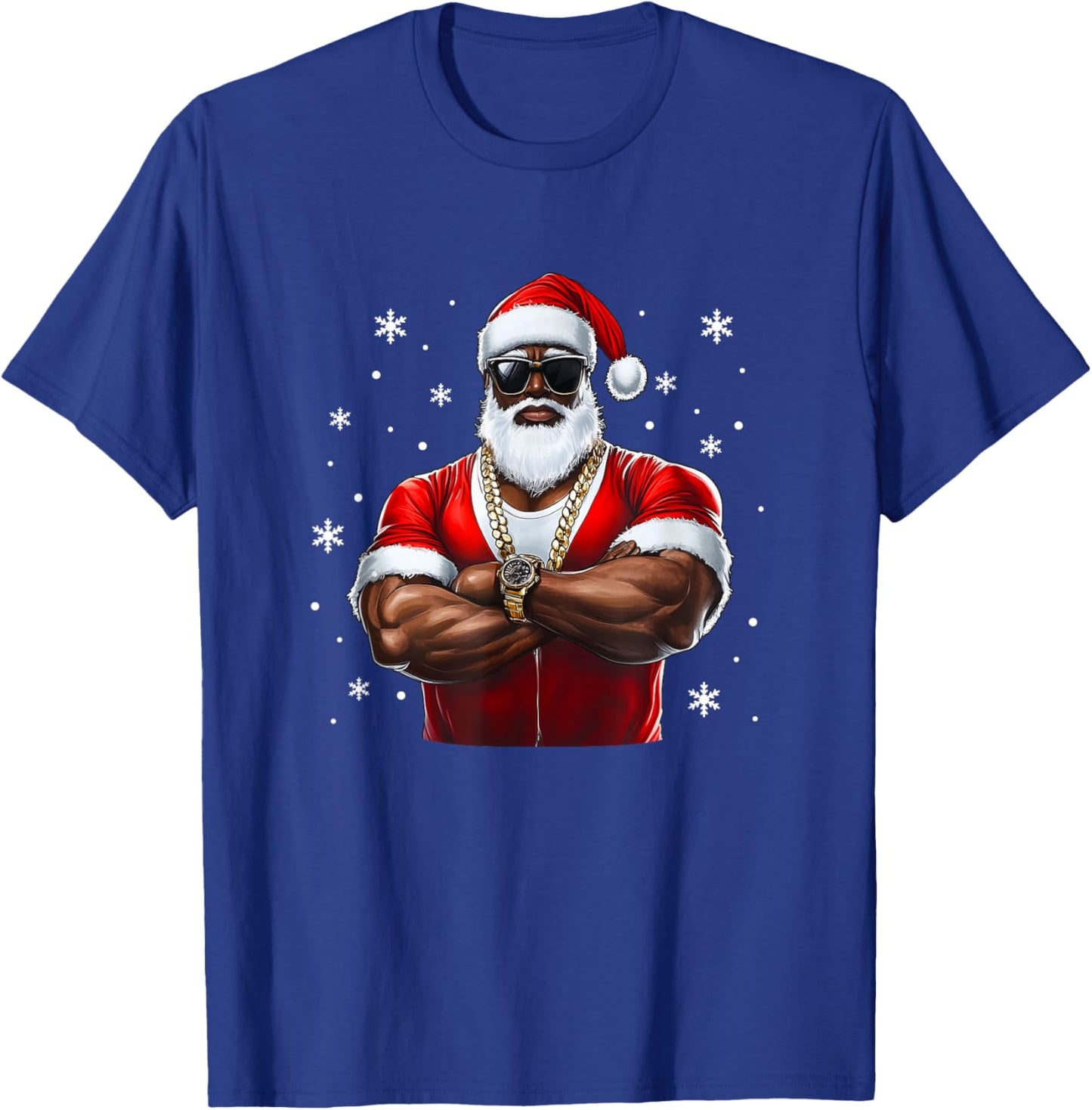 African American Santa Christmas Cool Afro Black X-Mas T-Shirt - T-Shirt | Royal