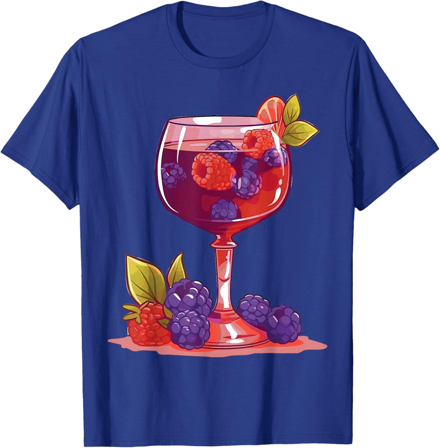 Glass of Wine and Berries Drinking Lover Design T-Shirt - T-Shirt | Royal