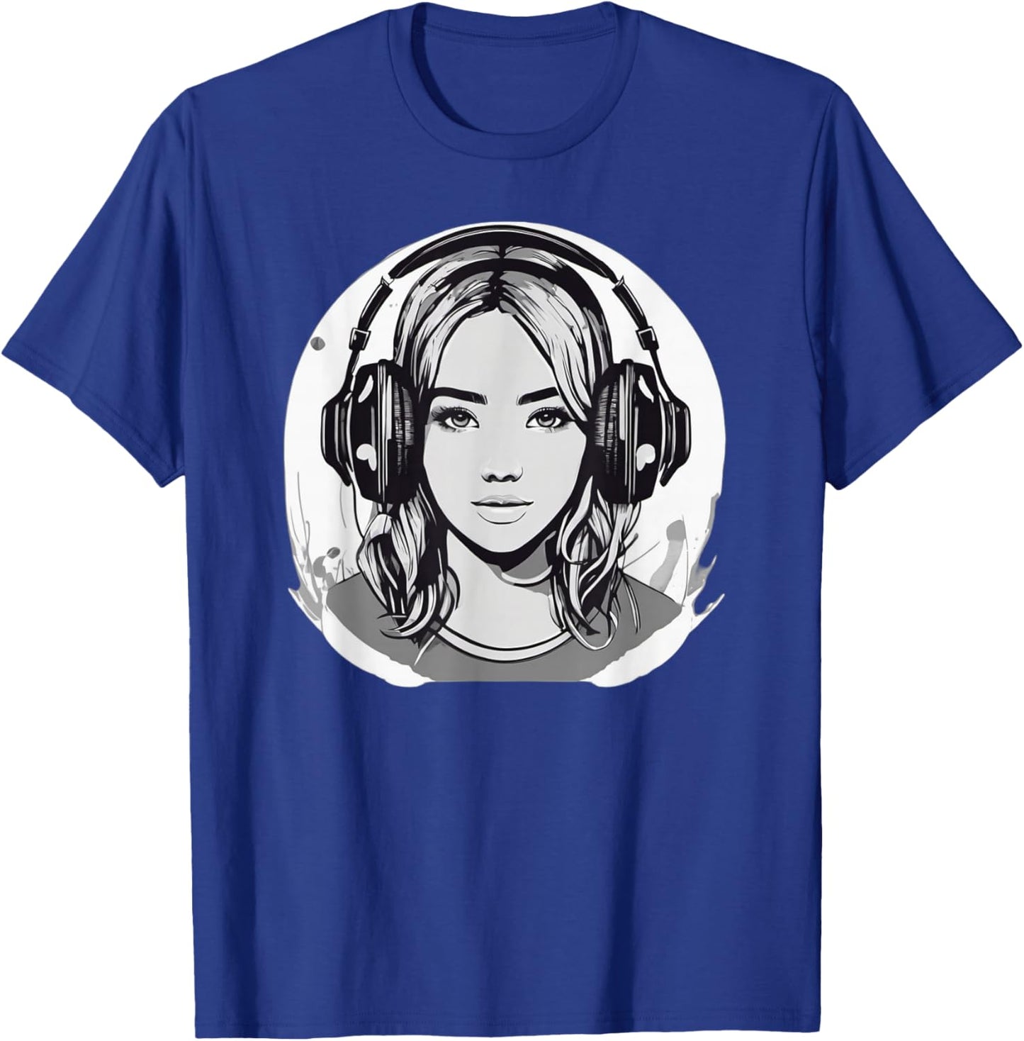 DJ Mädchen mit Kopfhörern Design T-Shirt - T-Shirt | Royal