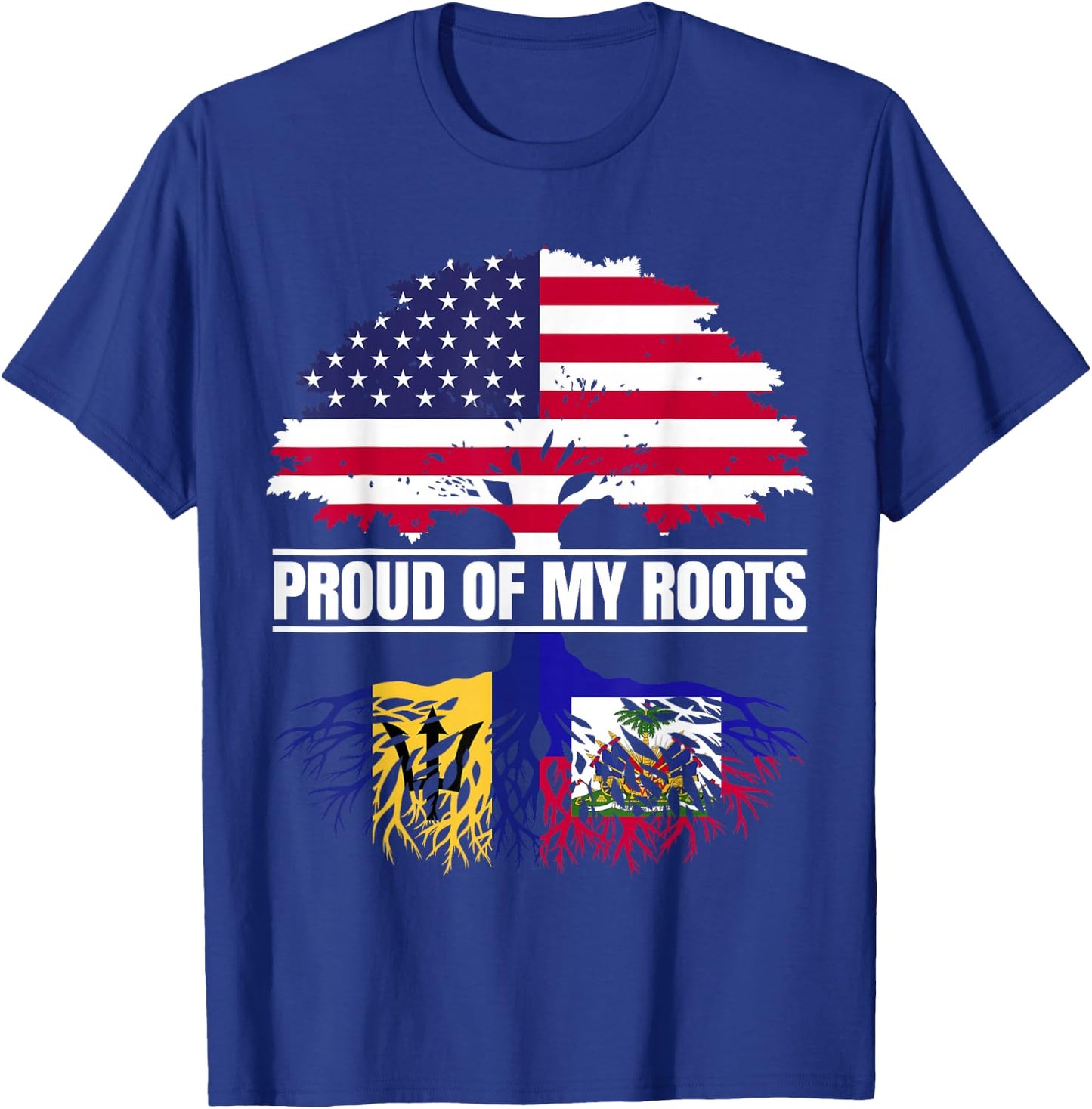 Barbados Haiti Heritage Proud of my Roots Bajan Haitian T-Shirt - T-Shirt | Royal