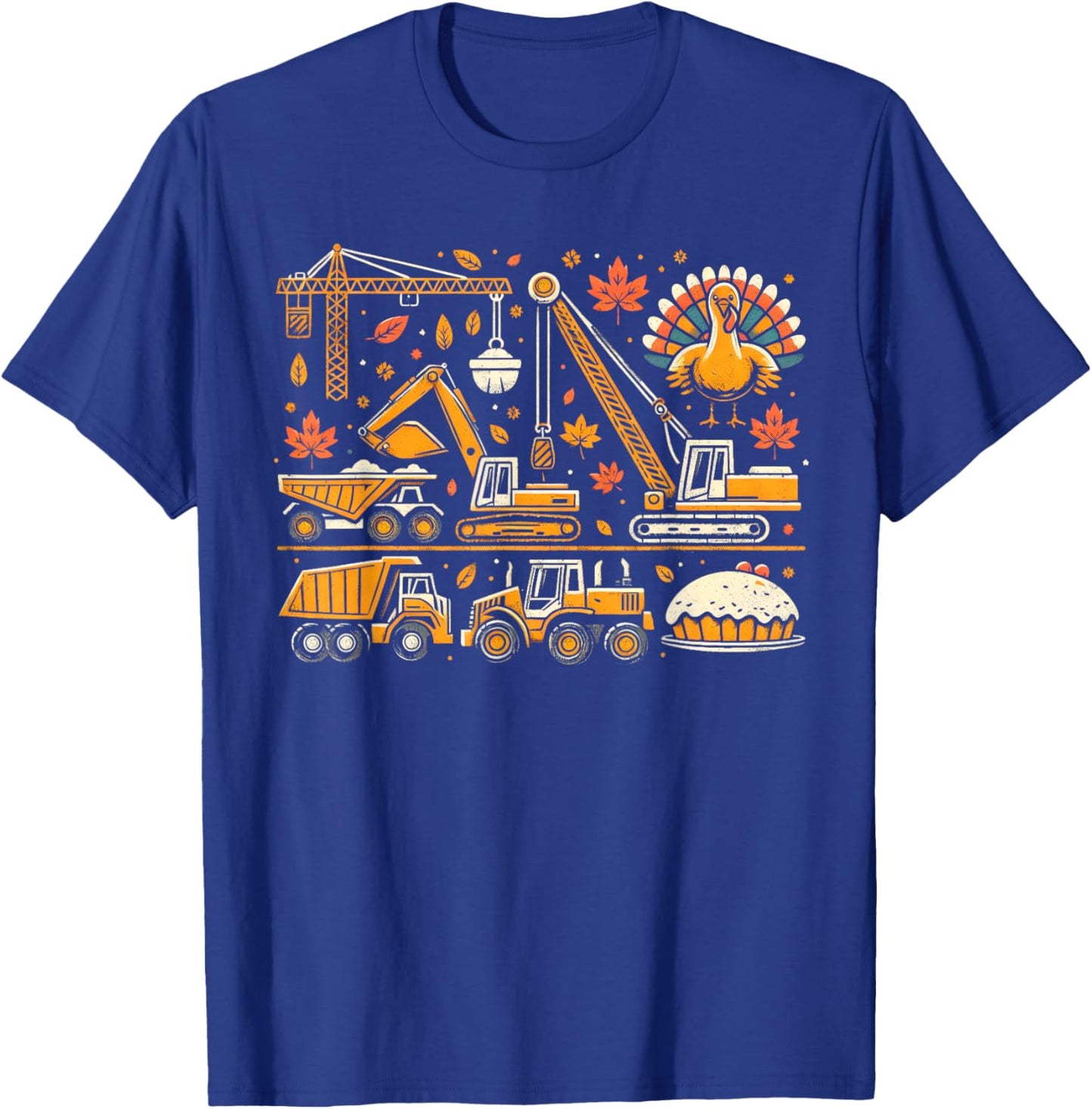 Thanksgiving Fall Construction Trucks Toddler Boys Youth T-Shirt - T-Shirt | Royal