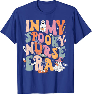 Groovy In My Spooky Nurse Era Ghost Halloween Nursing T-Shirt - T-Shirt | Royal