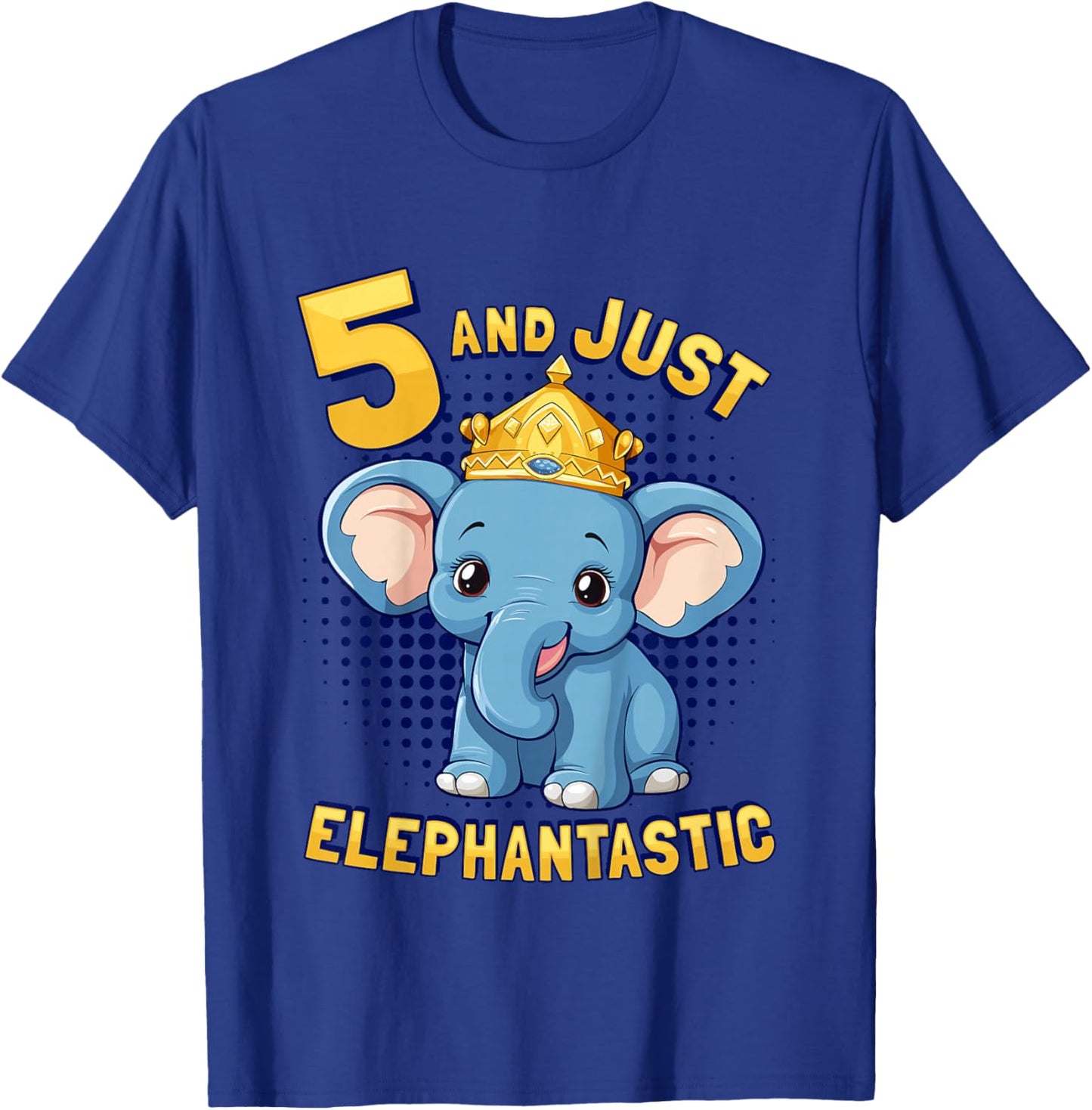 Kids Elephant 5th Birthday Child Age 5 Years Elephant T-Shirt - T-Shirt | Royal