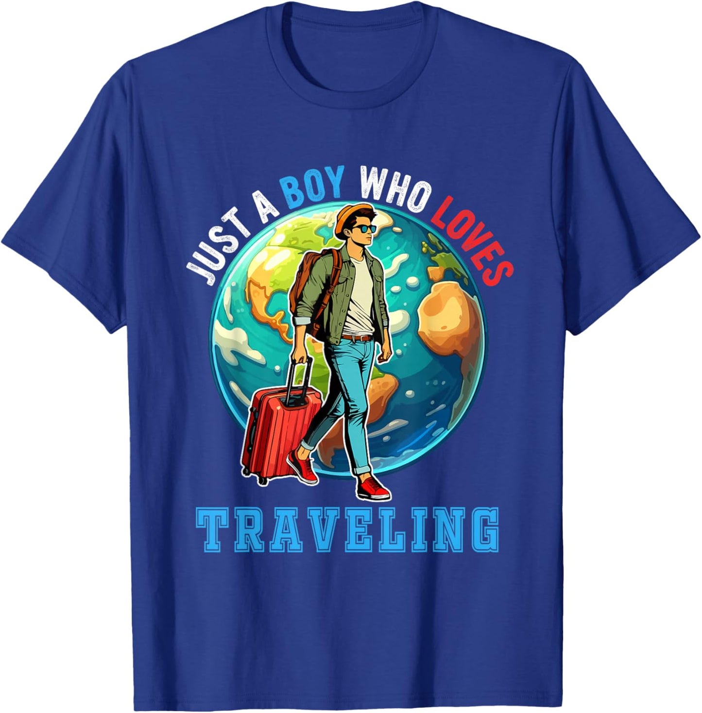 A Boy Loves Traveling Costume Men Matching Travel Lover T-Shirt - T-Shirt | Royal