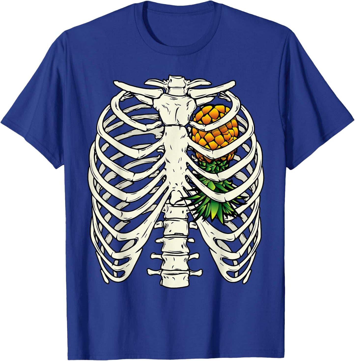 Halloween Upside Down Pineapple Swinger Skeleton Heart T-Shirt - T-Shirt | Royal