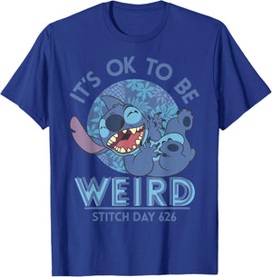 Disney Lilo & Stitch 626 Stitch Day It's OK To Be Weird Short Sleeve T-Shirt - T-Shirt | Royal