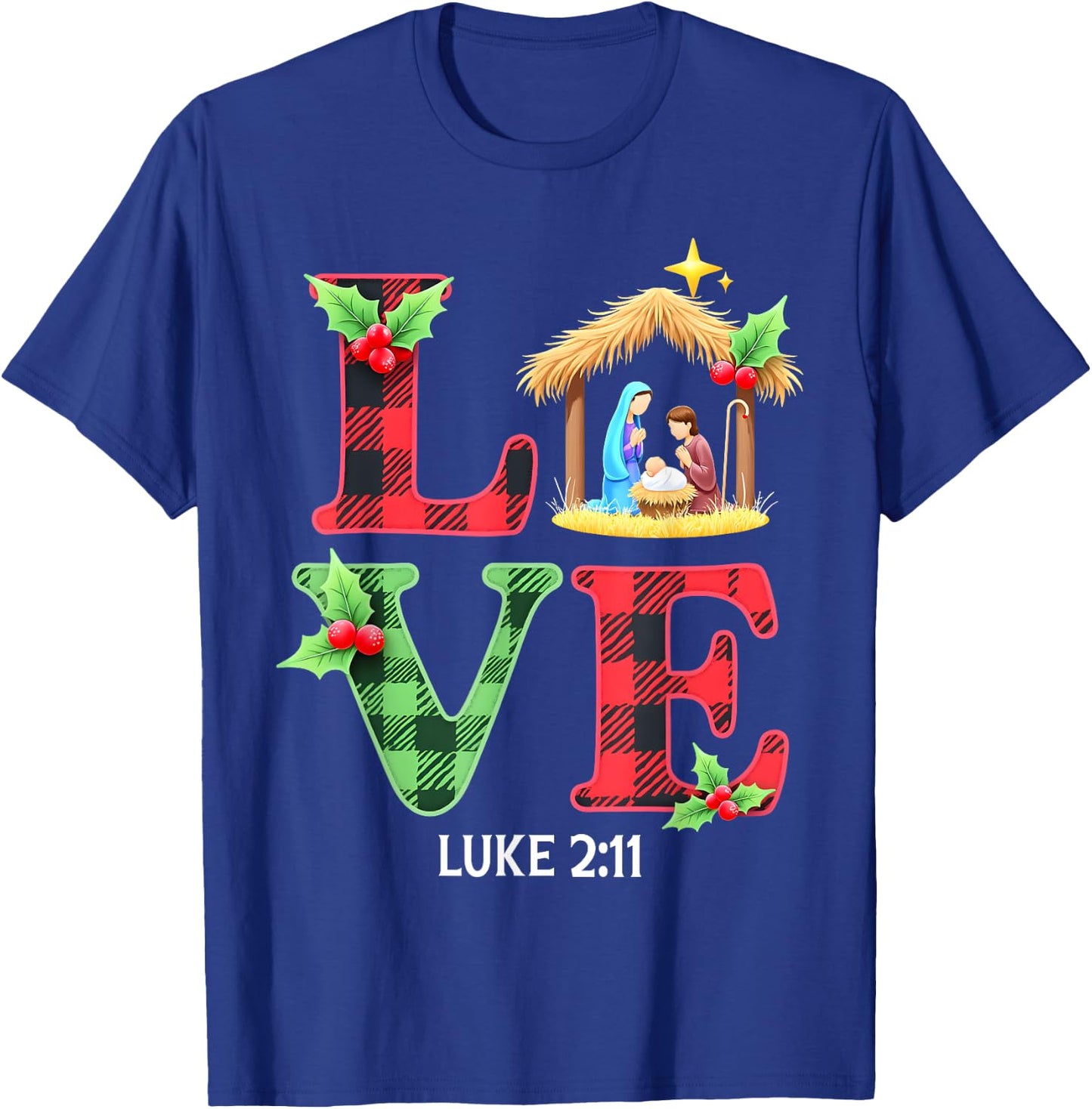Love Nativity Christmas Jesus Xmas Christian Family Matching T-Shirt - T-Shirt | Royal