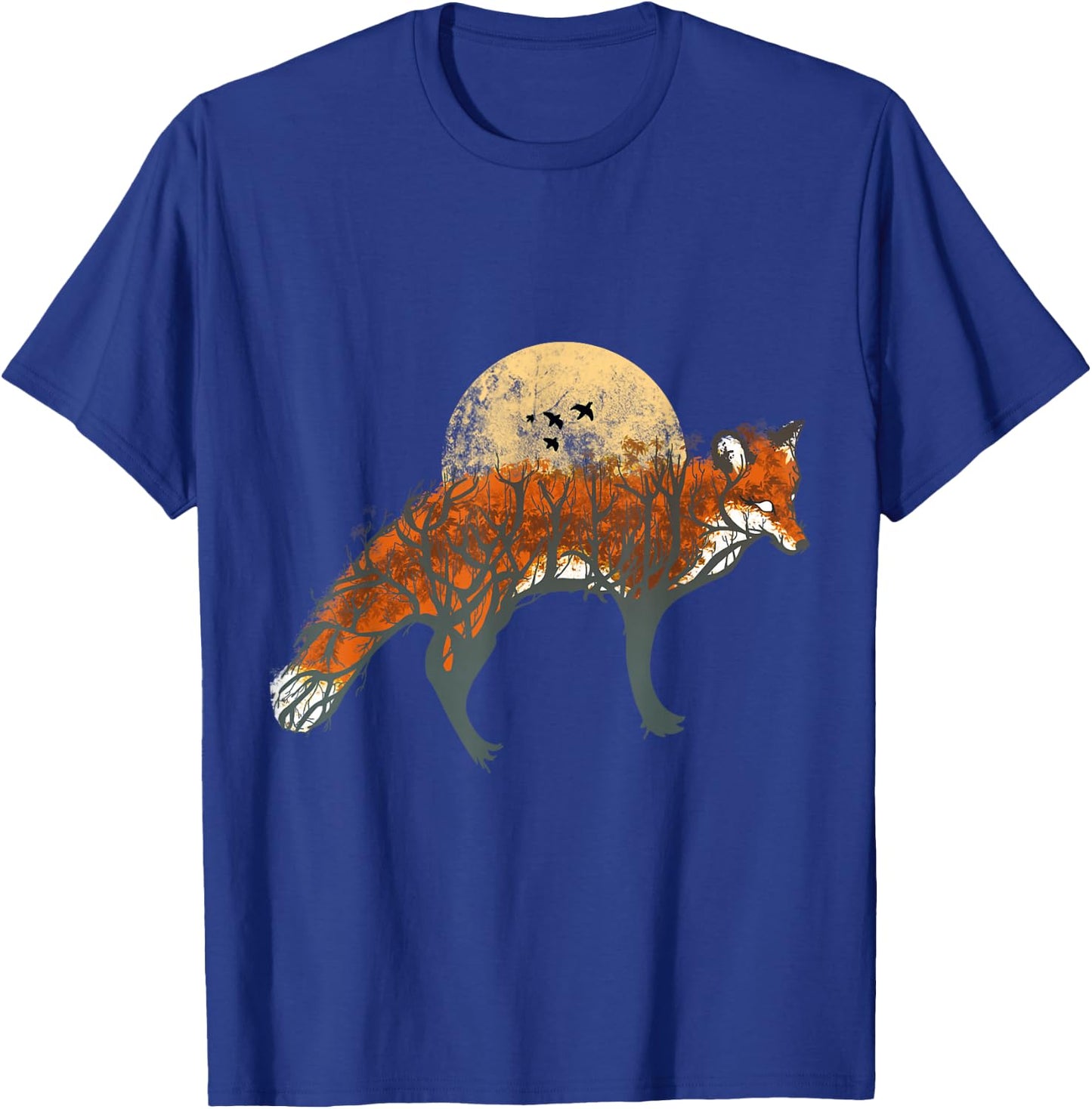 Fox Beautiful Animal Fall Tree Forest Vintage Fox Lover T-Shirt - T-Shirt | Royal