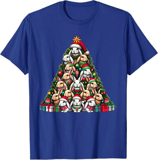 Rabbit Christmas Tree Funny Rabbit Xmas T-Shirt - T-Shirt | Royal