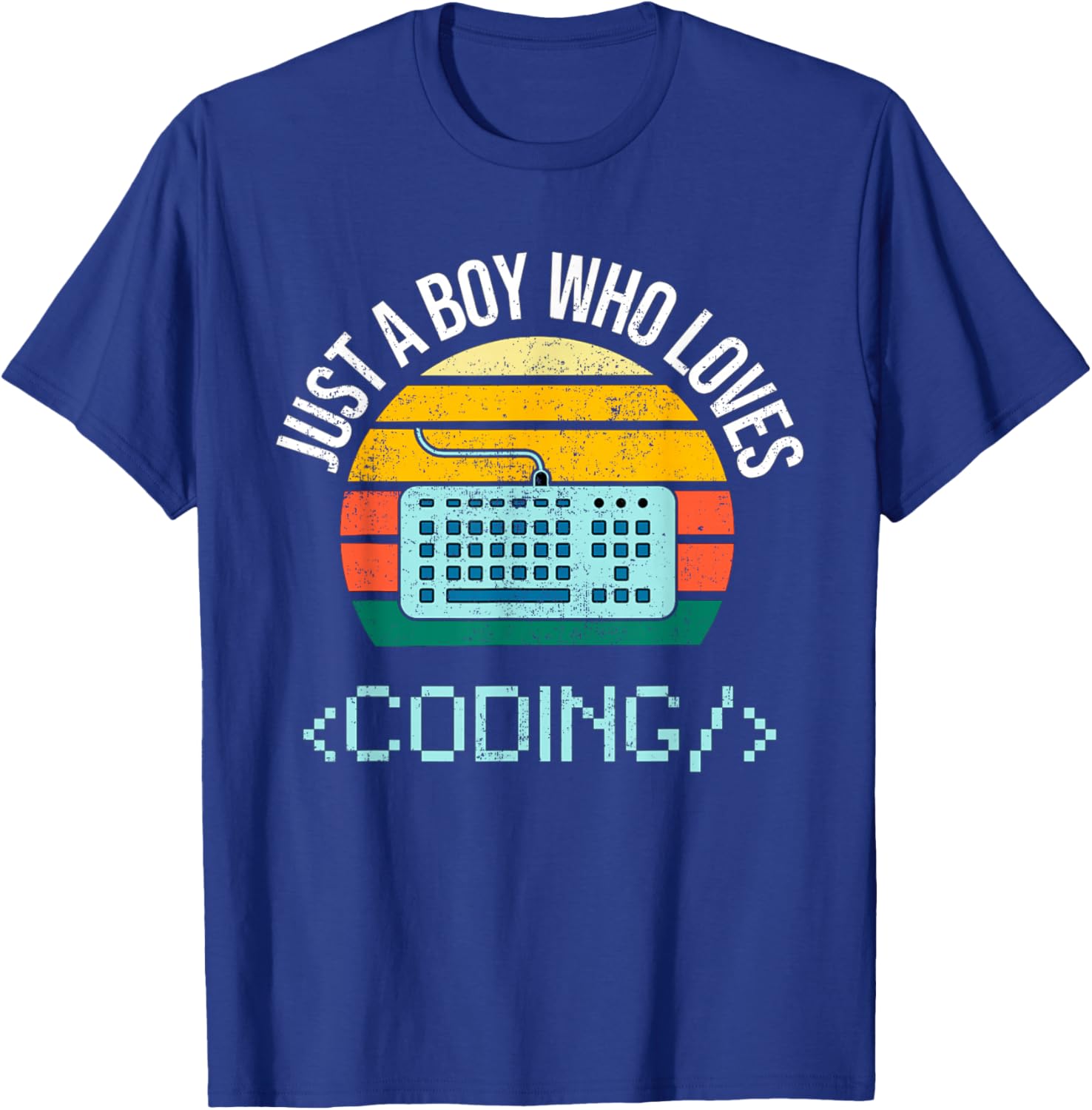 Just A Boy Who Loves Coding Computer Funny T-Shirt - T-Shirt | Royal