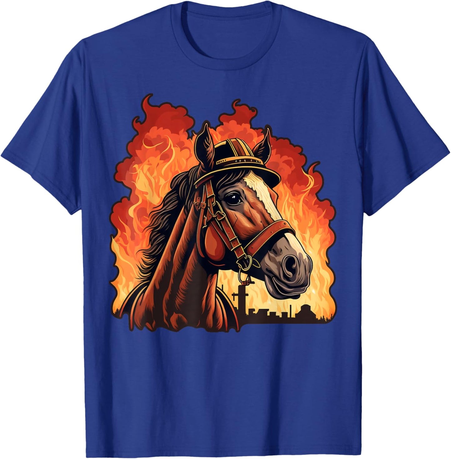 Horse Fireman on Firefighter Horse T-Shirt - T-Shirt | Royal