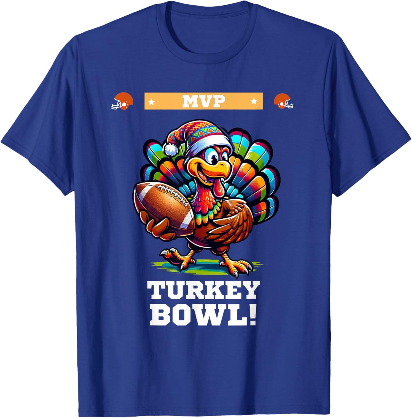 Turkey Bowl Thanksgiving Football - -Adult, Kids - Black - Short Sleeve - Modern - Cartoon Holiday Football Shirt - Small T-Shirt - T-Shirt | Royal