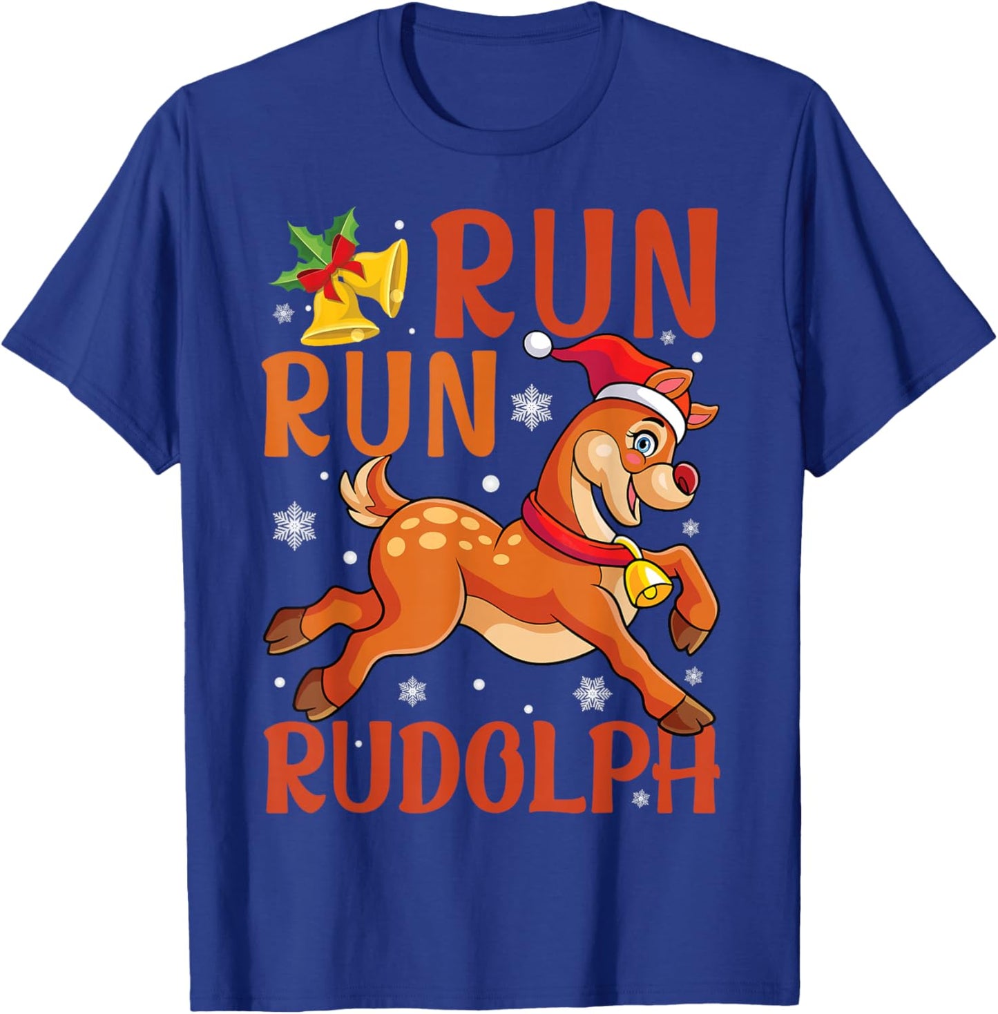 Run Run Rudolph Christmas 5K 10K Holiday Team Running T-Shirt - T-Shirt | Royal