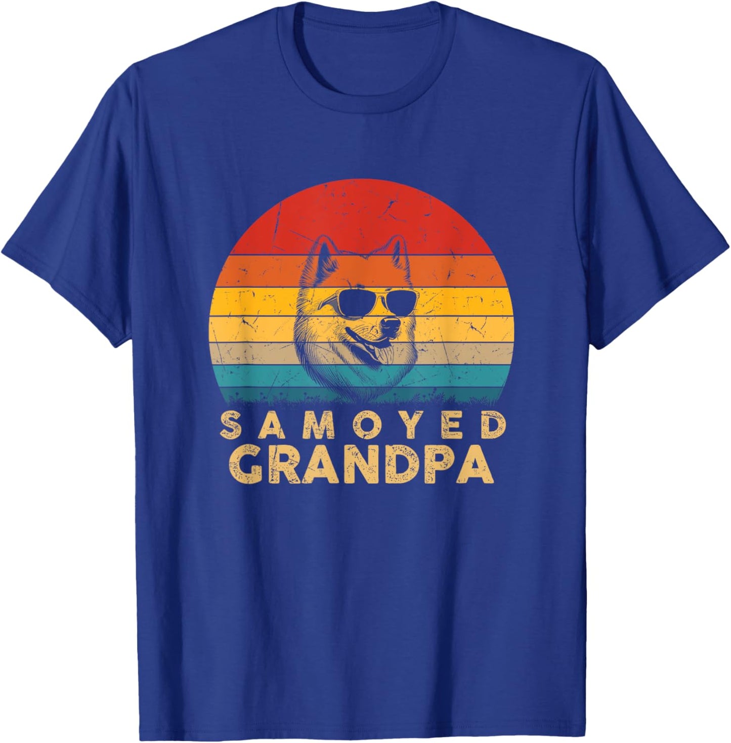 Vintage Retro Samoyed Grandpa Dog Lover Paw Dad Fathers Day Women Girls Kids T-Shirt - T-Shirt | Royal