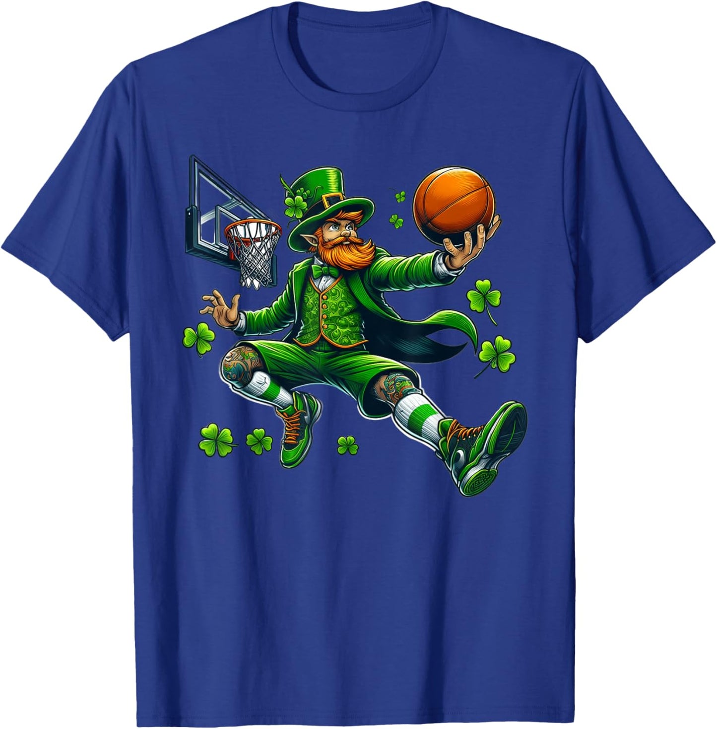 Leprechaun Basketball Dunk St. Patrick's Day Lucky Sports T-Shirt - T-Shirt | Royal