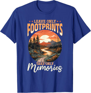 Hiking Outdoors Hike Mountains - Leave only Footprints T-Shirt - T-Shirt | Royal