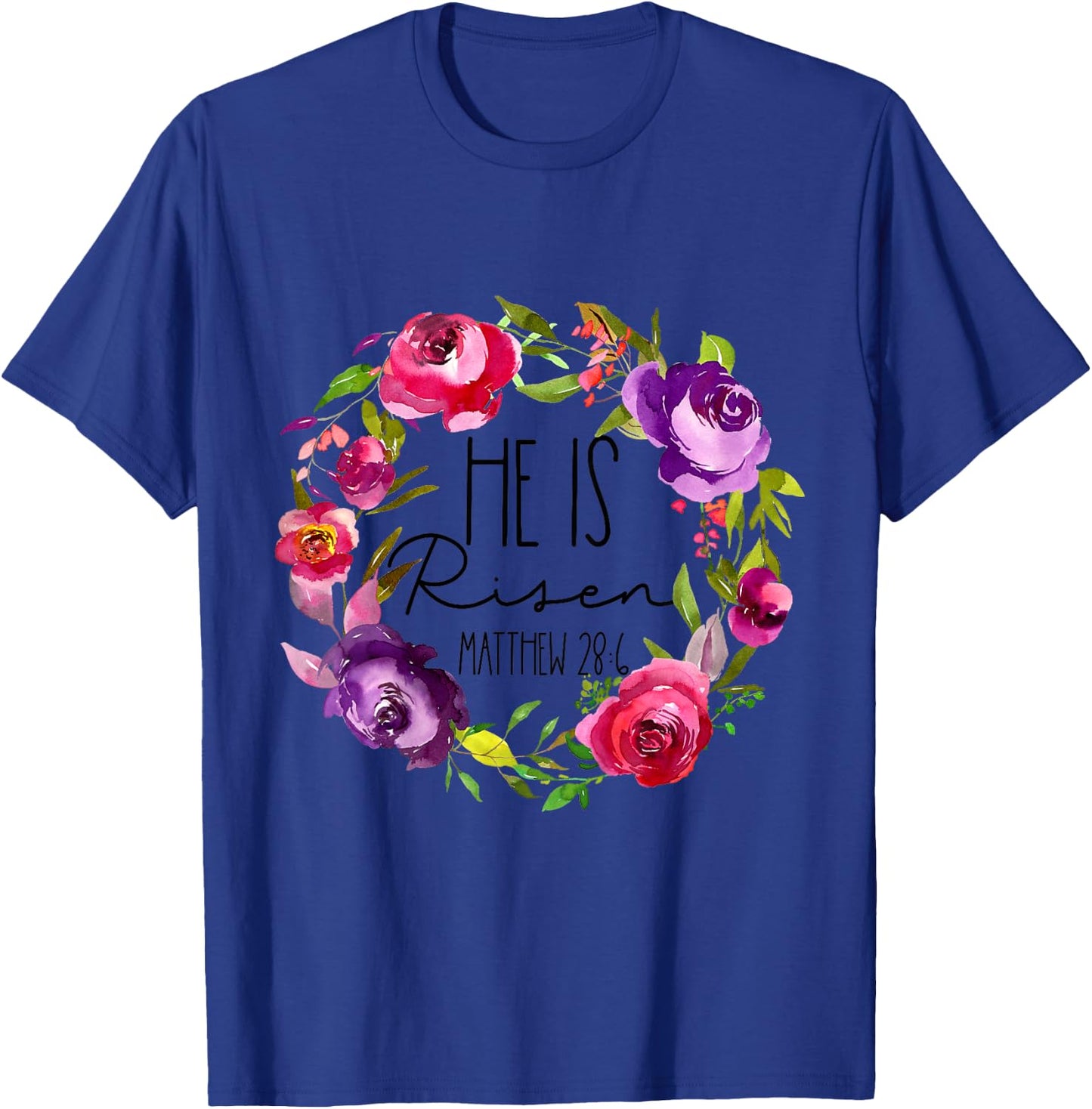 Kids Girls Easter He is Risen for Baby and Toddler Outfit Floral T-Shirt - T-Shirt | Royal
