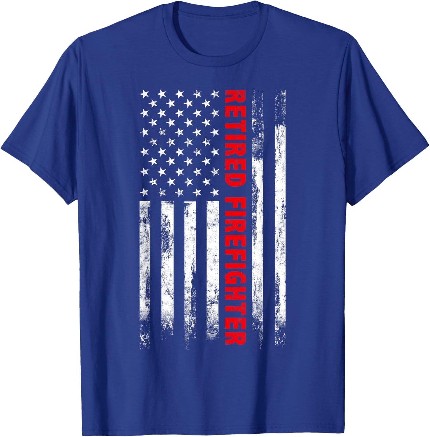 Retired Firefighter Thin Red line American flag Gift Fireman T-Shirt - T-Shirt | Royal
