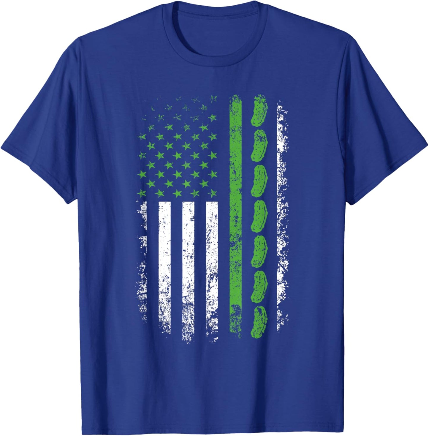 Pickle Cucumber US American Flag for Pickle Lovers Men Women T-Shirt - T-Shirt | Royal