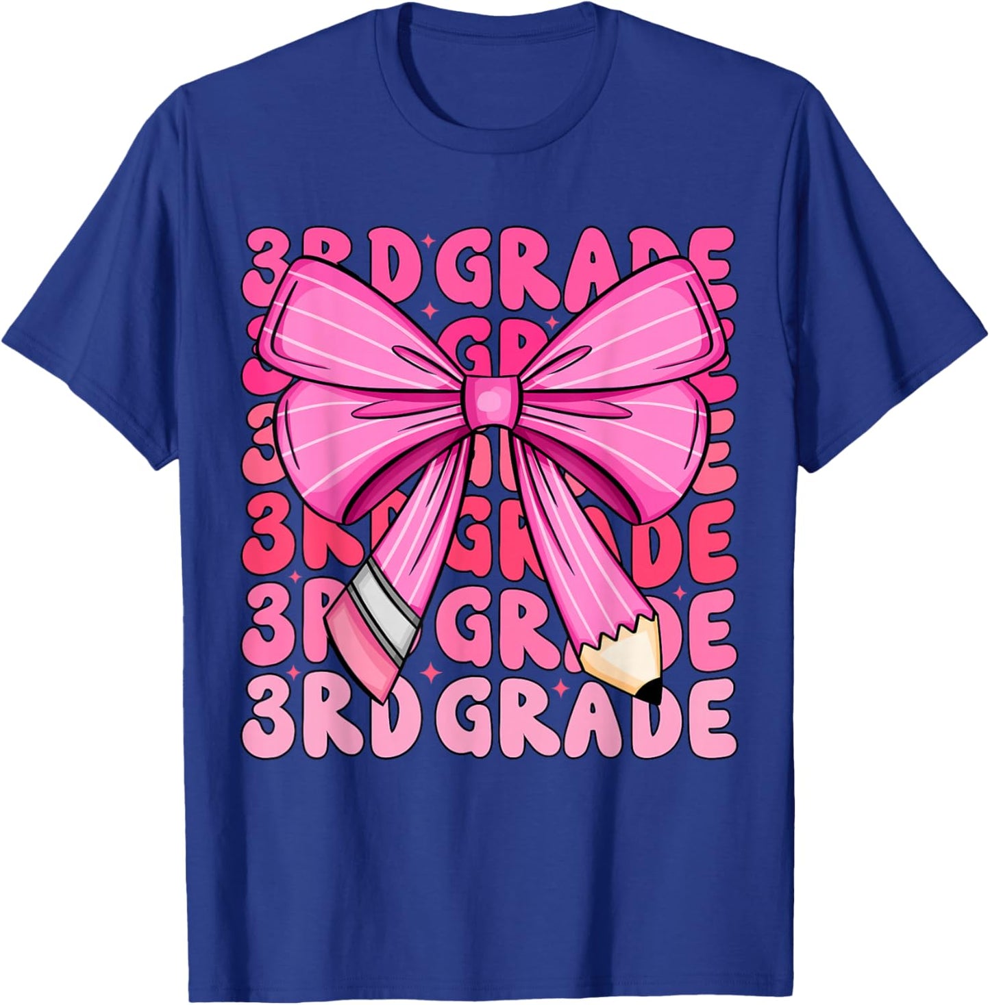 Cute 3rd Grade Girls Coquette Bow Back To School Third Grade T-Shirt - T-Shirt | Royal