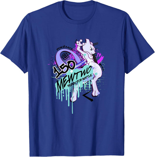 Pokémon Mewtwo Retro Graffiti #150 Ready for Battle T-Shirt - T-Shirt | Royal