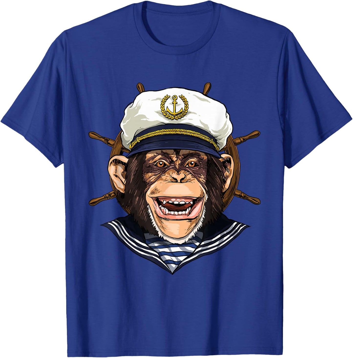 Boat Captain Monkey Boat Lover Owners Sailor Monkey Lover T-Shirt - T-Shirt | Royal
