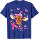 Giraffe & Bandana Pink Ribbon Breast Cancer Awareness Day T-Shirt - T-Shirt | Royal