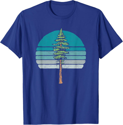 Redwood Tree & Retro Blue Sunset 80s Outdoor Graphic