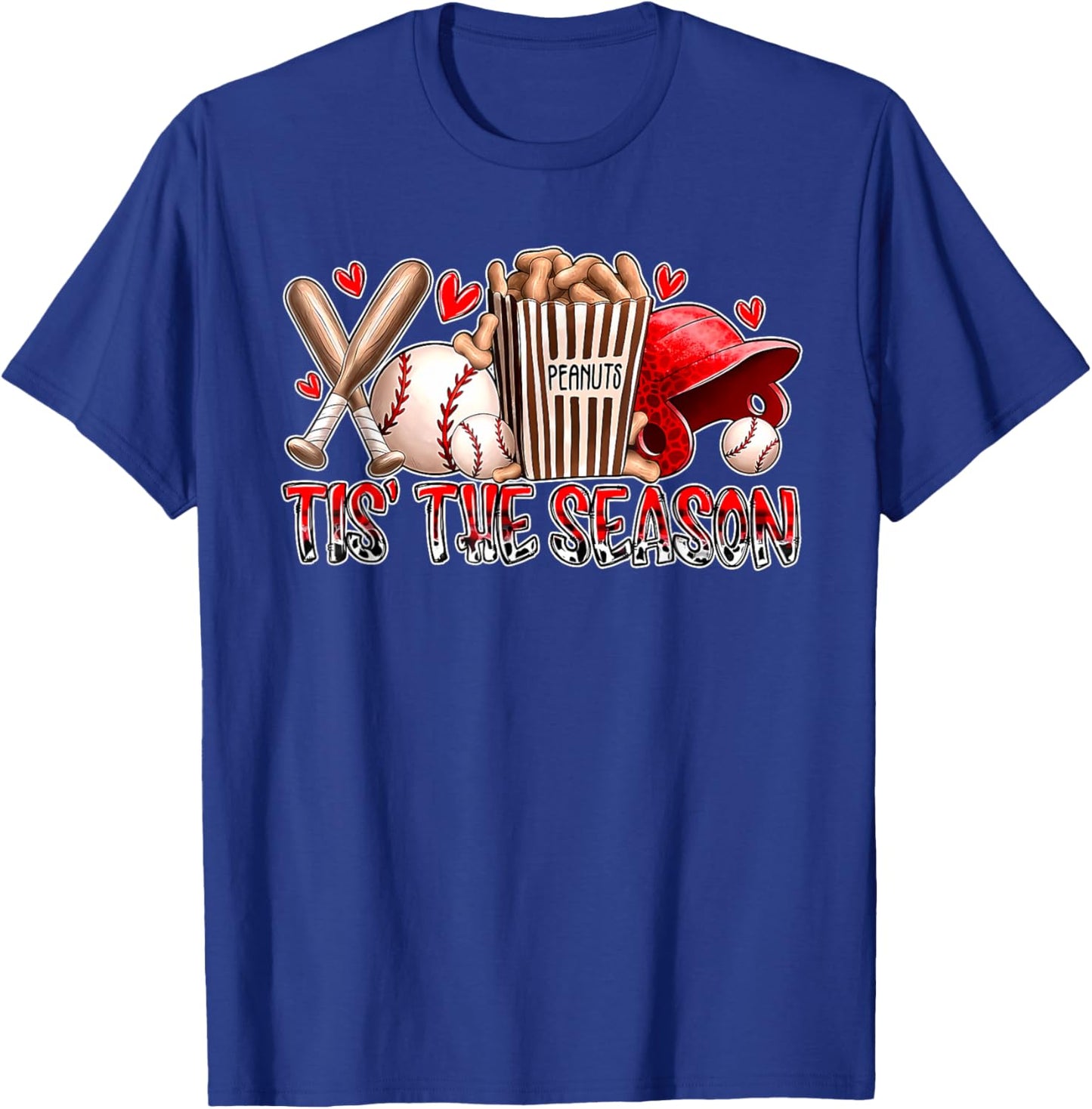 Funny Baseball Lover Tis The Season Baseball Mom Game Day T-Shirt - T-Shirt | Royal