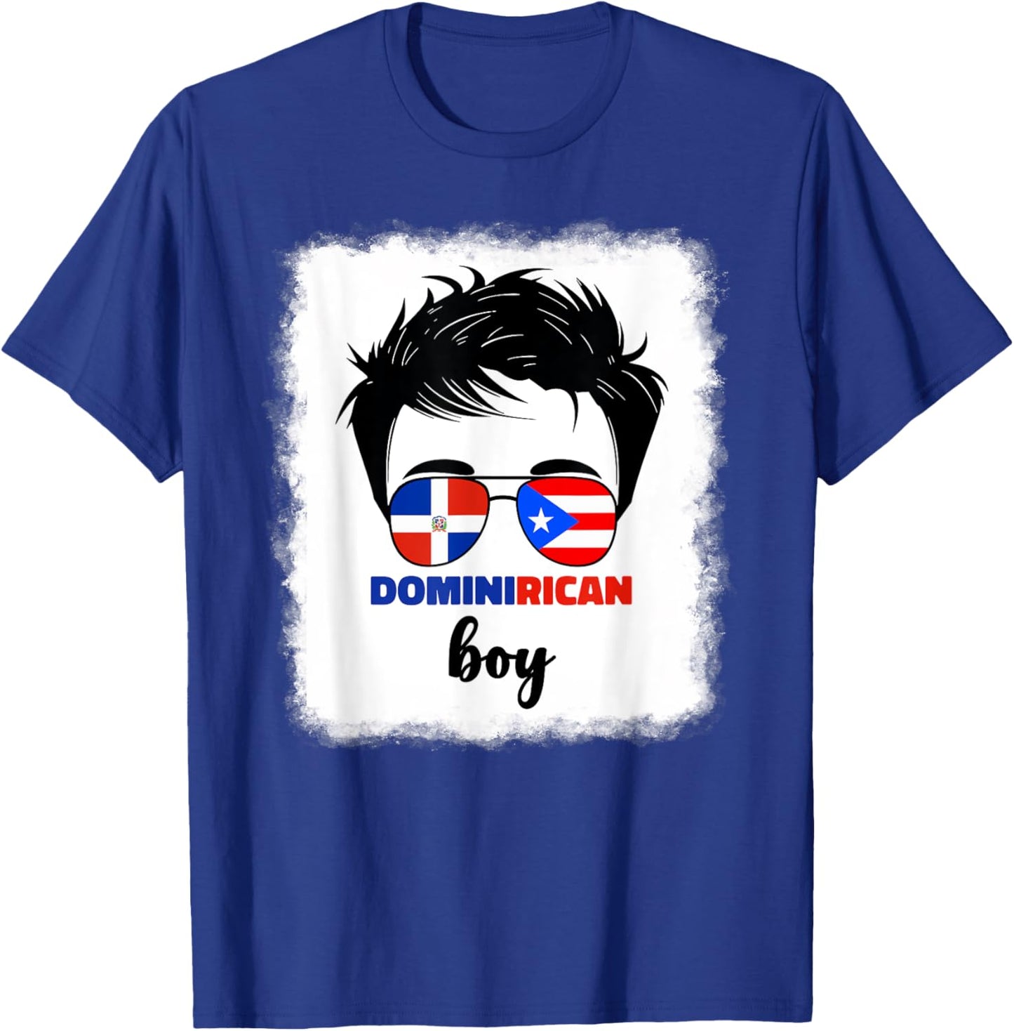 DominiRican Boy Kids Dominican And Puerto Rican Rico Flag T-Shirt - T-Shirt | Royal