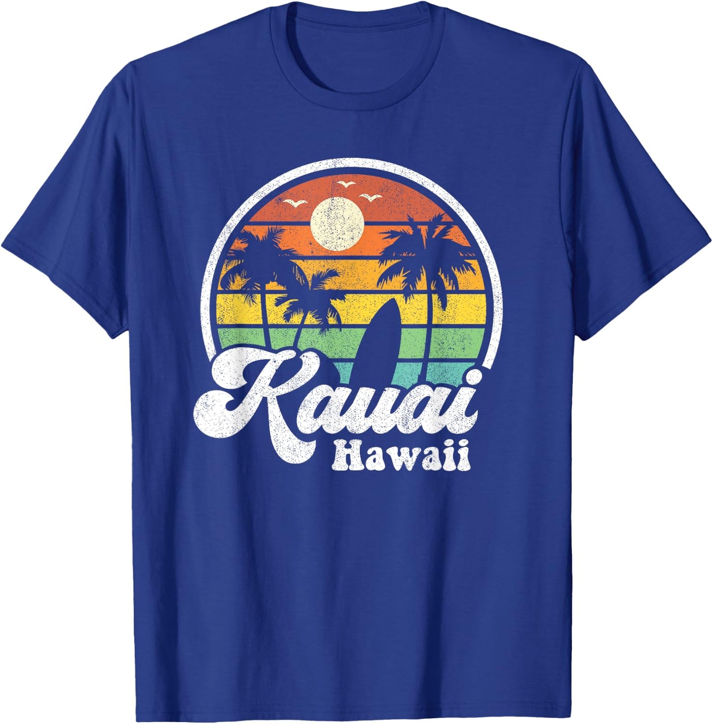 Vintage Kauai Beach Hawaii Surf Hawaiian Surfing 70's Gift T-Shirt - T-Shirt | Royal