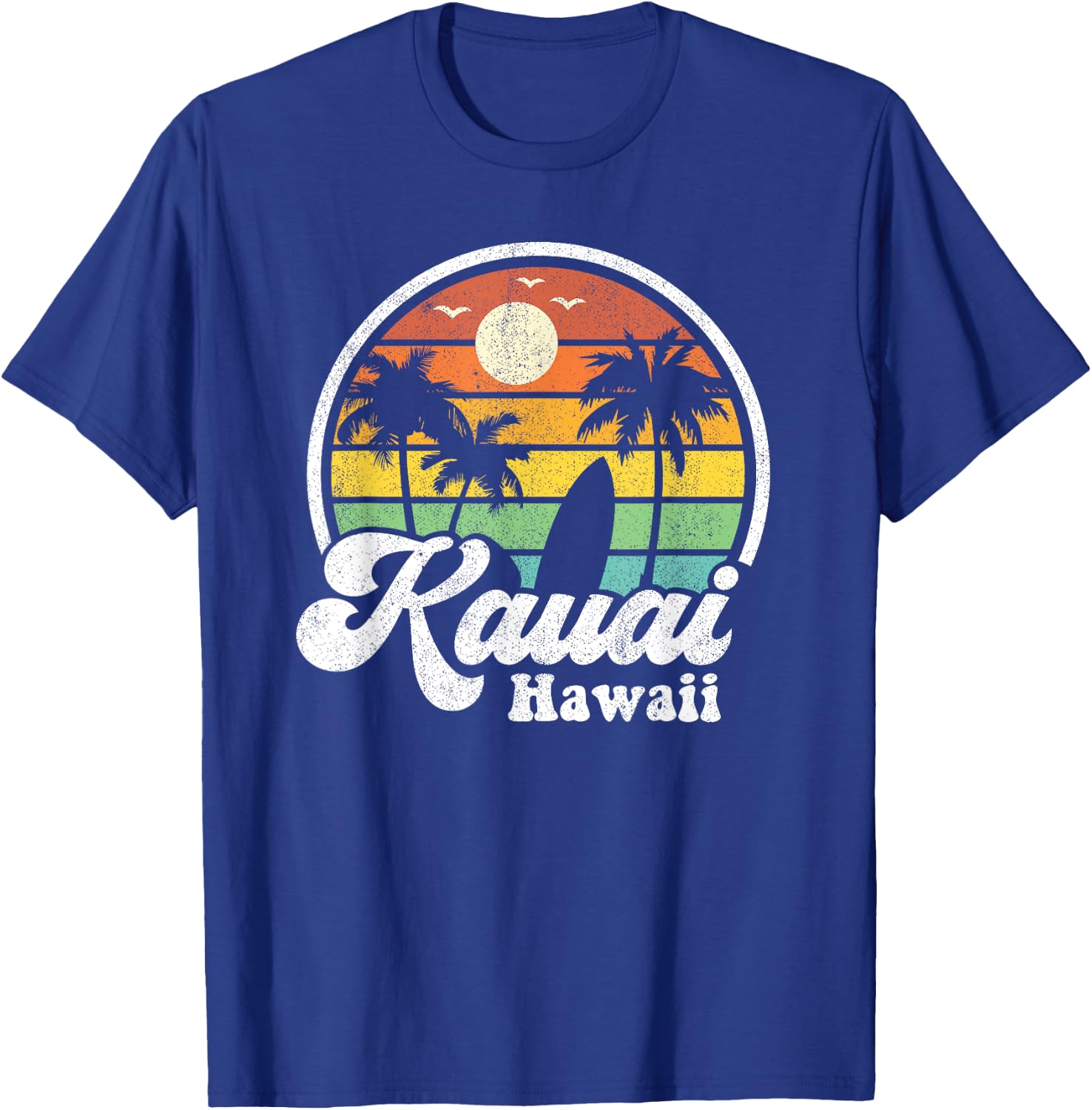 Vintage Kauai Beach Hawaii Surf Hawaiian Surfing 70's Gift T-Shirt - T-Shirt | Royal