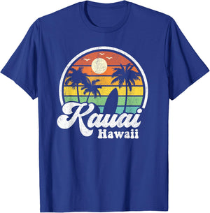 Vintage Kauai Beach Hawaii Surf Hawaiian Surfing 70's Gift T-Shirt - T-Shirt | Royal