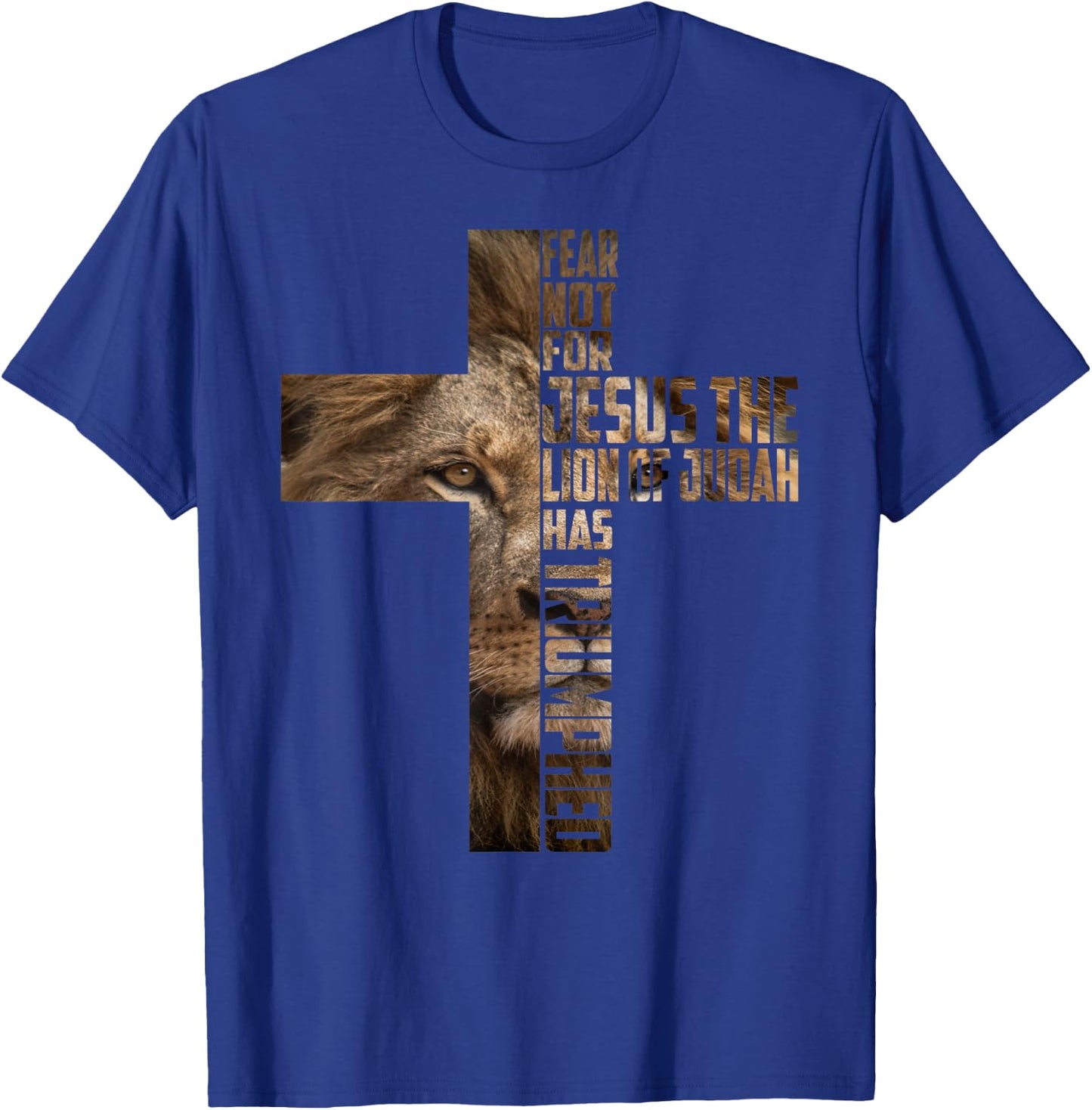 Jesus Lion Judah Cross Faith Christ Gift T-Shirt - T-Shirt | Royal