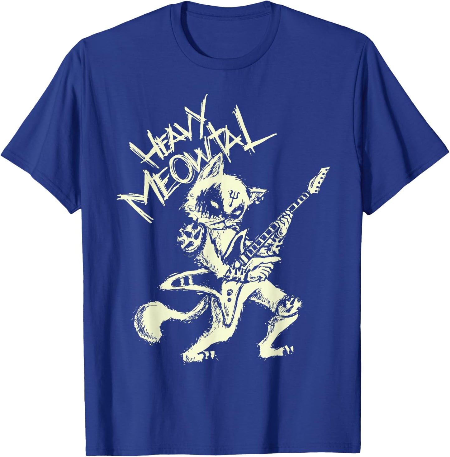 Heavy Metal Cats Gift Clothing Guitar Playing Cat Gothic T-Shirt - T-Shirt | Royal