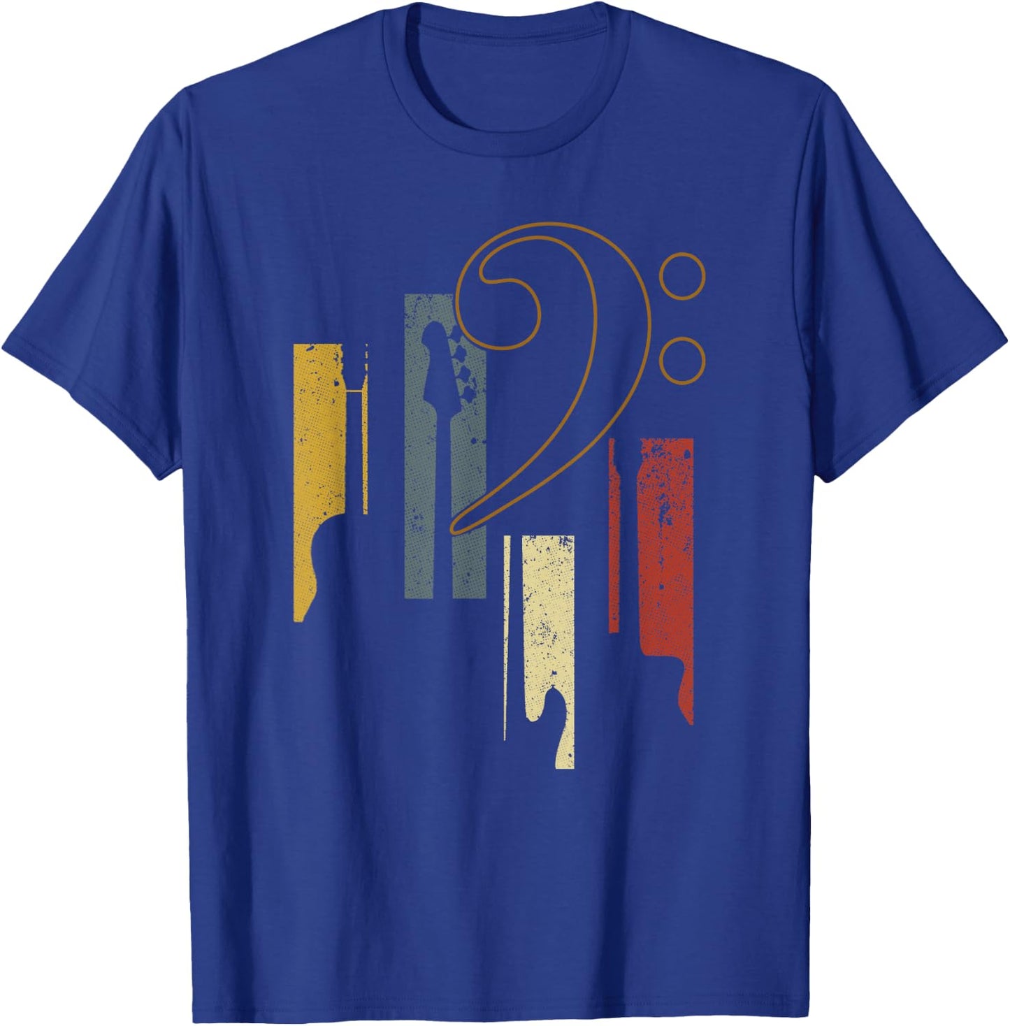 Bass Clef Vintage Bass Guitar Players Music Vintage Guitar T-Shirt - T-Shirt | Royal