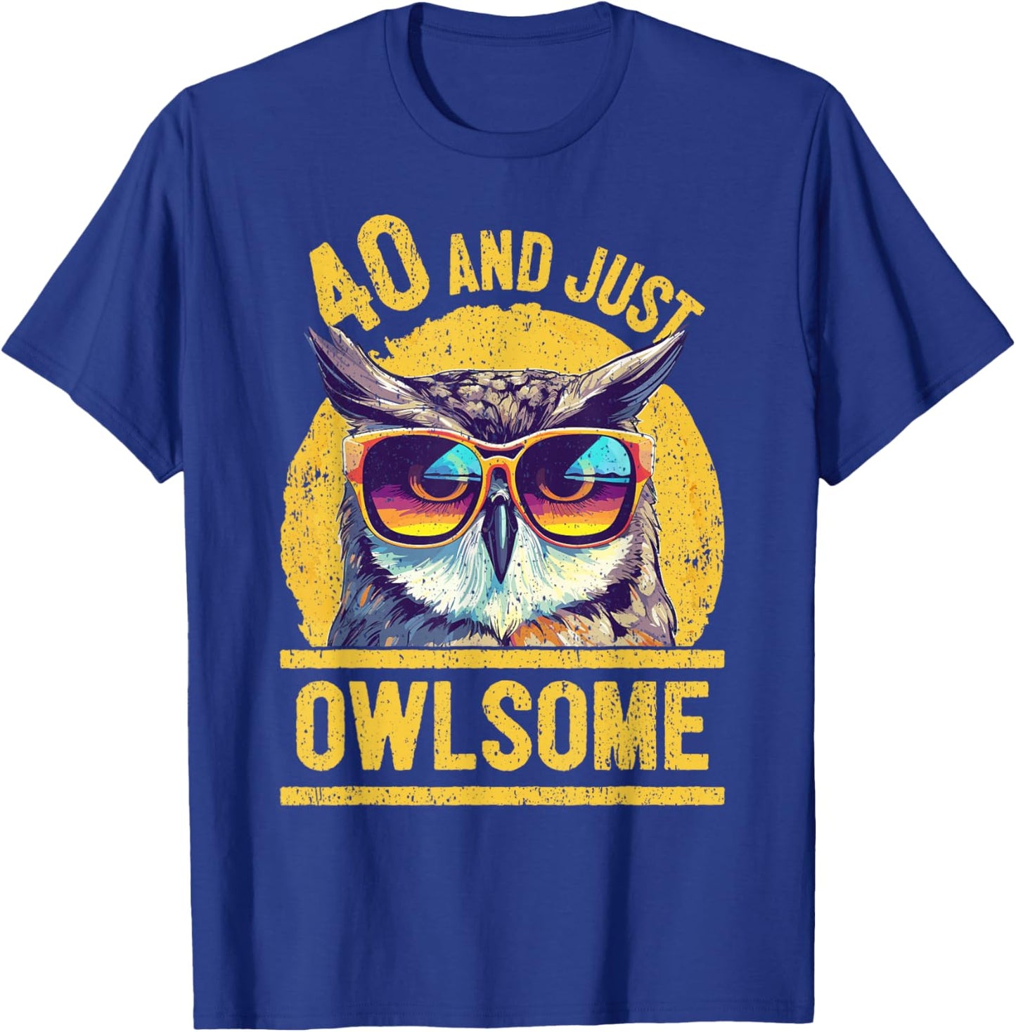 40th Birthday Owl Lover Age 40 Years T-Shirt - T-Shirt | Royal