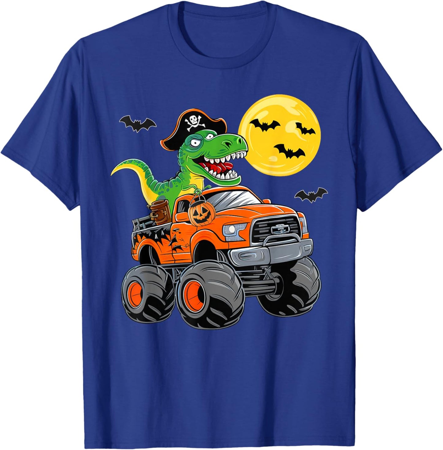 Boys Halloween Monster Truck T Rex Pirate Dinosaur Toddler T-Shirt - T-Shirt | Royal