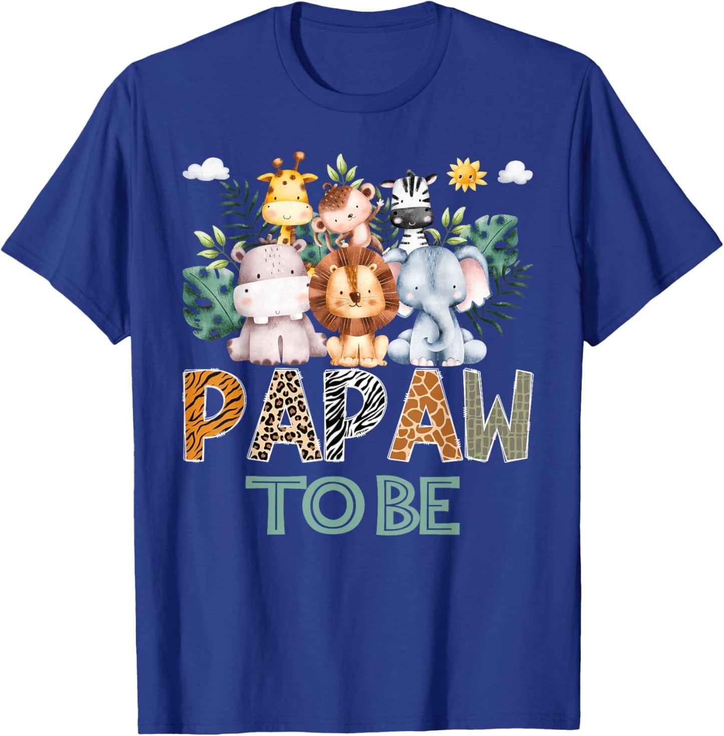 Soon To Be Papaw Jungle Animal Safari Gender Reveal T-Shirt - T-Shirt | Royal