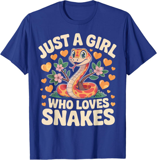 Just a Girl Who Loves Snakes Cute Reptile Lover Gifts Women T-Shirt - T-Shirt | Royal