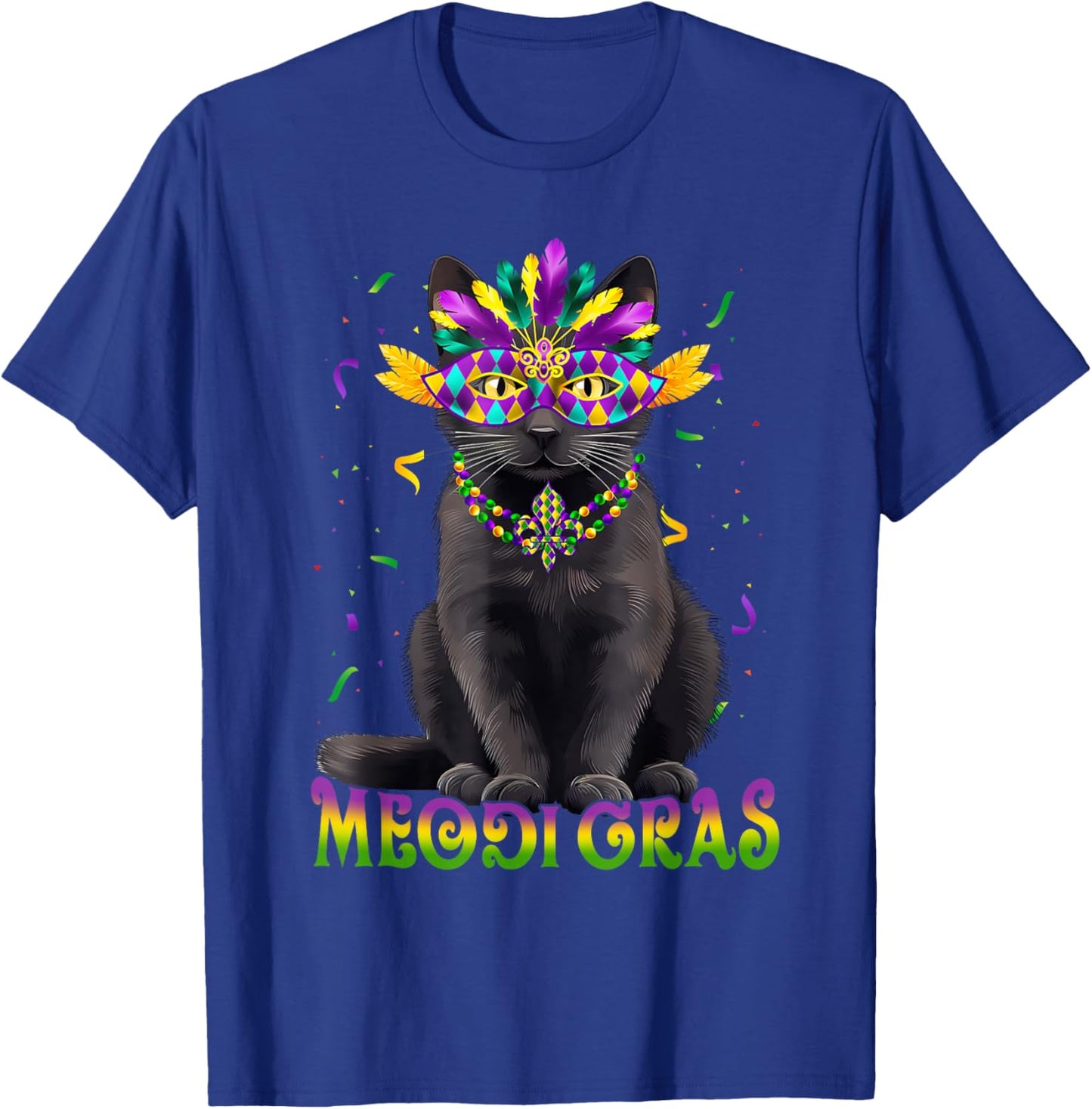 Meowdi Gras Mardi Gras Cat Lover New Orleans Louisiana USA T-Shirt - T-Shirt | Royal